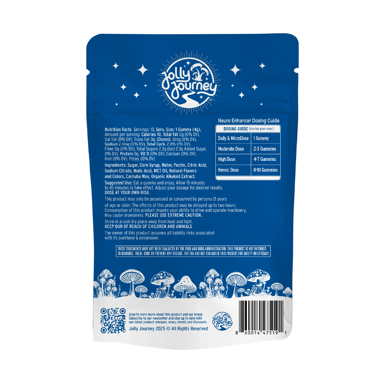 Jolly Journey Sour Peach Watermelon - Vegan Mushroom Gummies 2ct