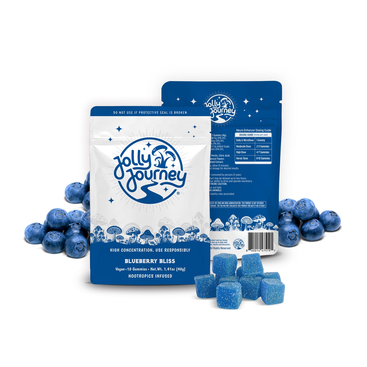 Jolly Journey Blueberry Bliss - Vegan Mushroom Gummies 10ct
