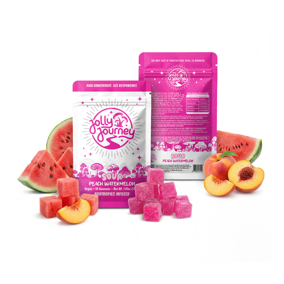 Sour Peach Watermelon 10ct - Vegan Mushroom Gummies