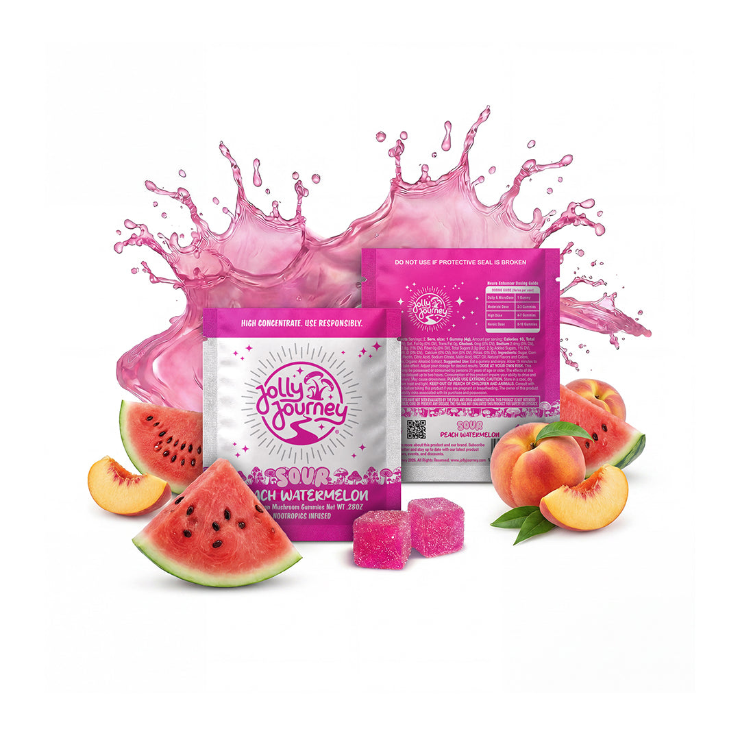 Jolly Journey Sour Peach Watermelon - Vegan Mushroom Gummies 2ct